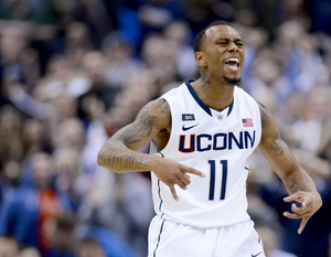Connecticut guard Ryan Boatright celebrates during the Huskies's victory over Syracuse. Boatright led all scorers with 17 points.