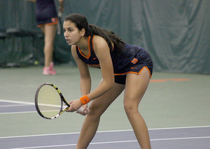Dina Hegab is 8-2 in singles play this season. After growing up in Egypt, she's had to adjust to playing on hard courts in the U.S.