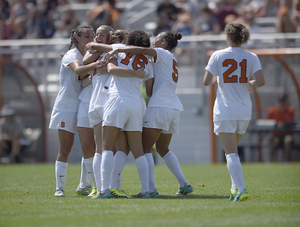Jess Vigna scored on a penalty kick in the 89th minute to lift Syracuse over Rhode Island.